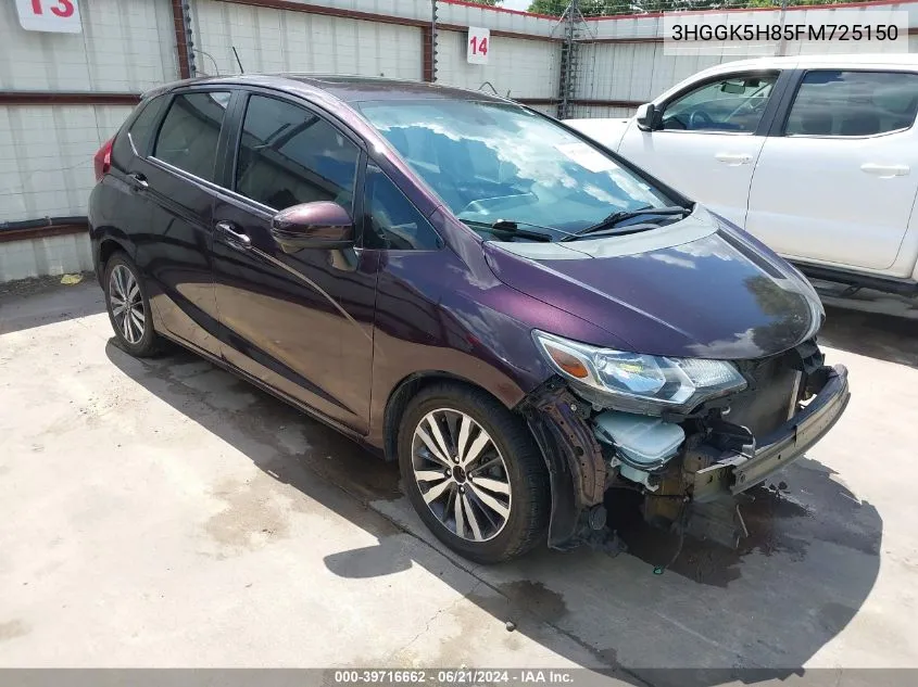 2015 Honda Fit Ex/Ex-L VIN: 3HGGK5H85FM725150 Lot: 39716662