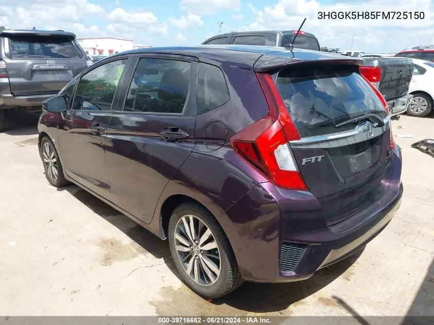 2015 Honda Fit Ex/Ex-L VIN: 3HGGK5H85FM725150 Lot: 39716662