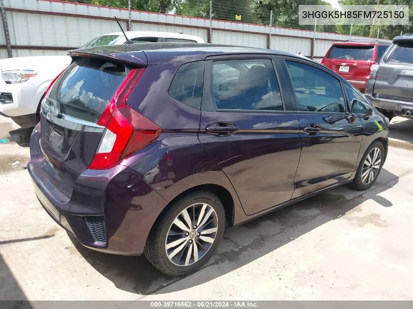 2015 Honda Fit Ex/Ex-L VIN: 3HGGK5H85FM725150 Lot: 39716662