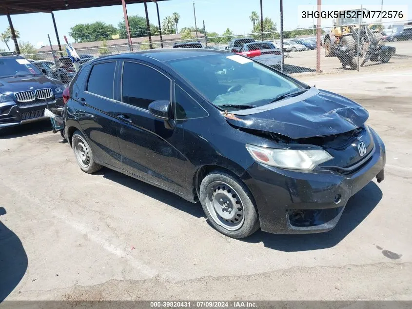 2015 Honda Fit Lx VIN: 3HGGK5H52FM772576 Lot: 39820431