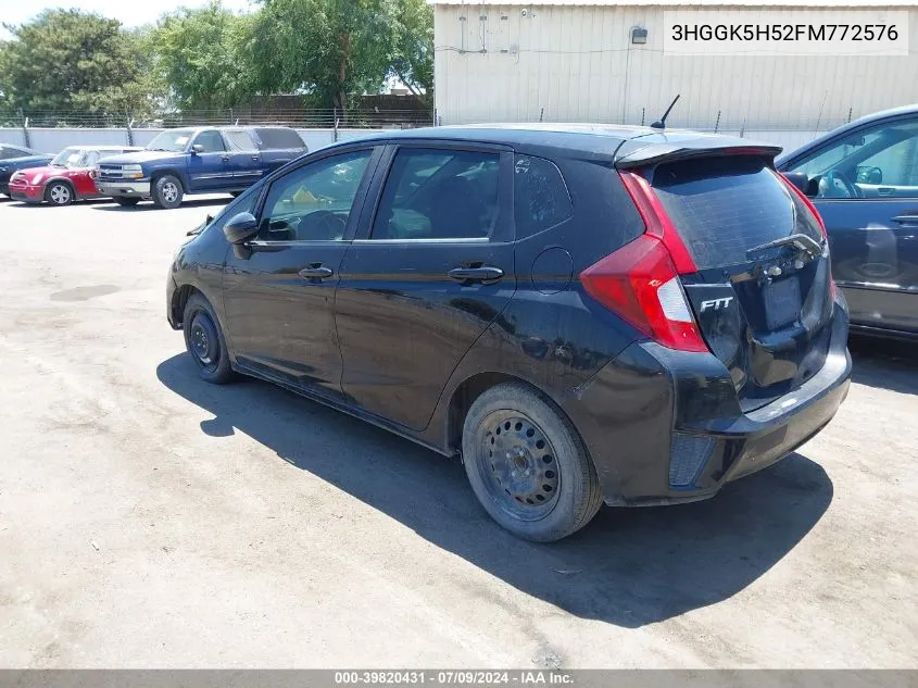 2015 Honda Fit Lx VIN: 3HGGK5H52FM772576 Lot: 39820431