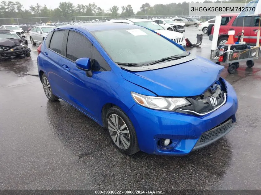 2015 Honda Fit Ex VIN: 3HGGK5G80FM742570 Lot: 39836622