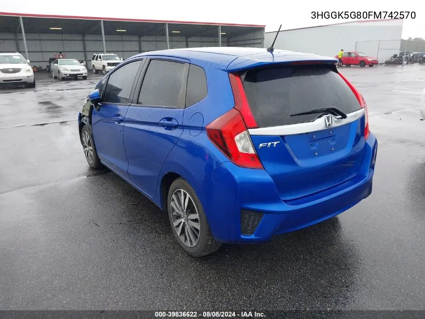 2015 Honda Fit Ex VIN: 3HGGK5G80FM742570 Lot: 39836622