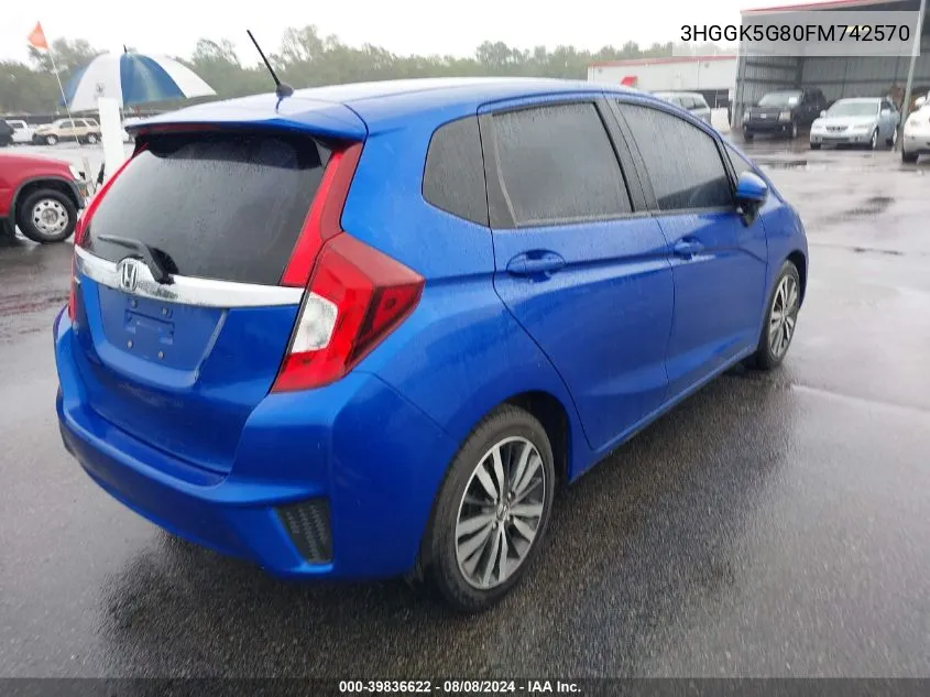 2015 Honda Fit Ex VIN: 3HGGK5G80FM742570 Lot: 39836622