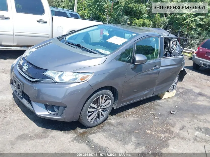 2015 Honda Fit Ex/Ex-L VIN: 3HGGK5H86FM736951 Lot: 39885748