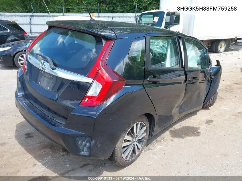 2015 Honda Fit Ex/Ex-L VIN: 3HGGK5H88FM759258 Lot: 39919133