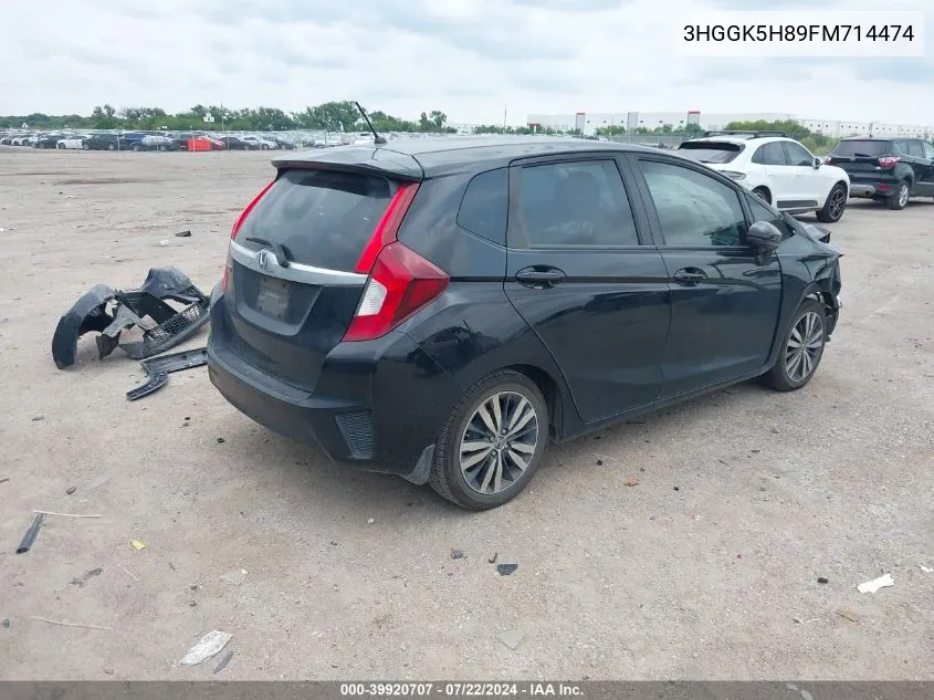 2015 Honda Fit Ex/Ex-L VIN: 3HGGK5H89FM714474 Lot: 39920707