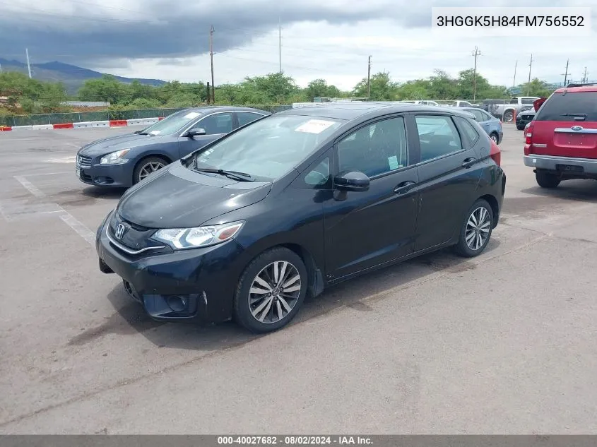 2015 Honda Fit Ex/Ex-L VIN: 3HGGK5H84FM756552 Lot: 40027682