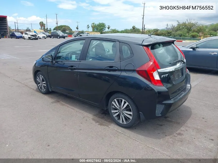 2015 Honda Fit Ex/Ex-L VIN: 3HGGK5H84FM756552 Lot: 40027682