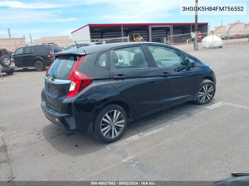 2015 Honda Fit Ex/Ex-L VIN: 3HGGK5H84FM756552 Lot: 40027682