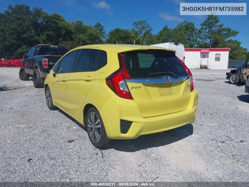 2015 Honda Fit Ex/Ex-L VIN: 3HGGK5H81FM735982 Lot: 40030211