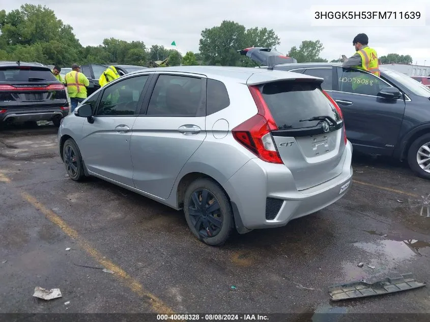 2015 Honda Fit Lx VIN: 3HGGK5H53FM711639 Lot: 40068328