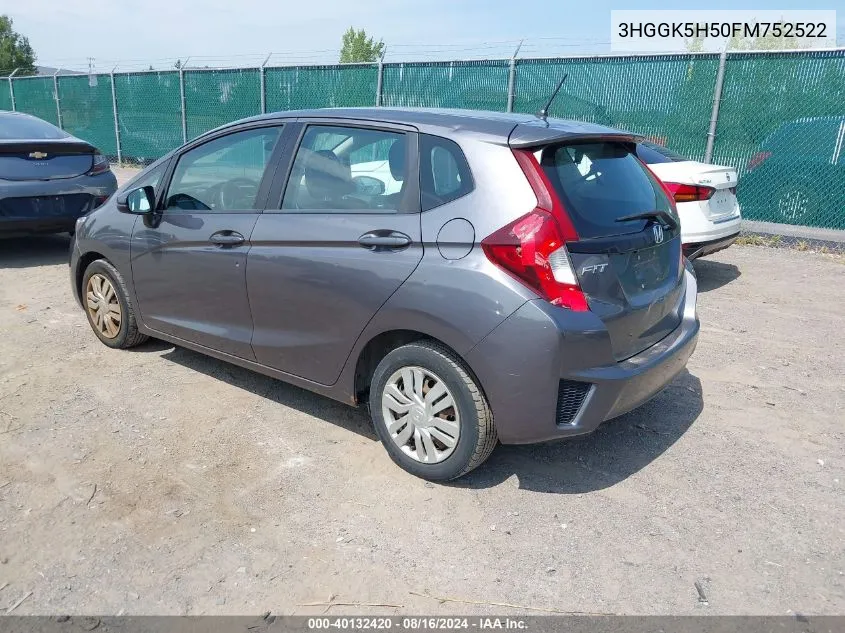 2015 Honda Fit Lx VIN: 3HGGK5H50FM752522 Lot: 40132420