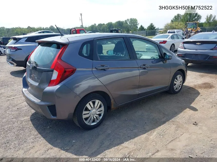 2015 Honda Fit Lx VIN: 3HGGK5H50FM752522 Lot: 40132420