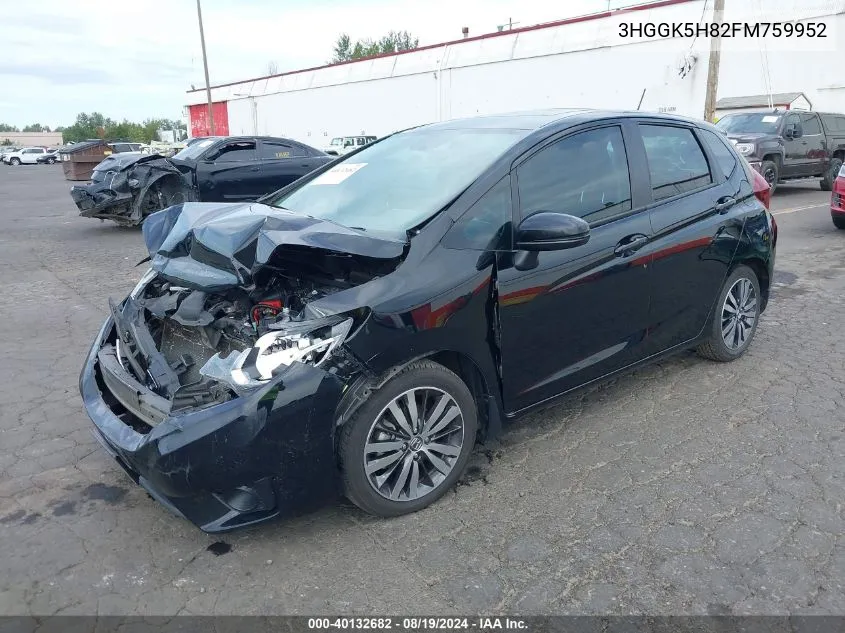 2015 Honda Fit Ex/Ex-L VIN: 3HGGK5H82FM759952 Lot: 40132682