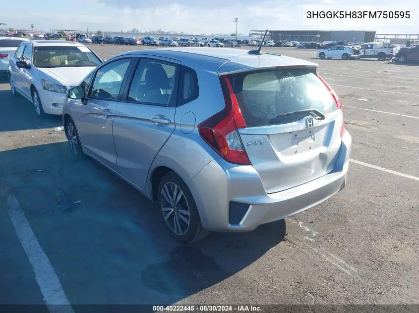 2015 Honda Fit Ex/Ex-L VIN: 3HGGK5H83FM750595 Lot: 40222445