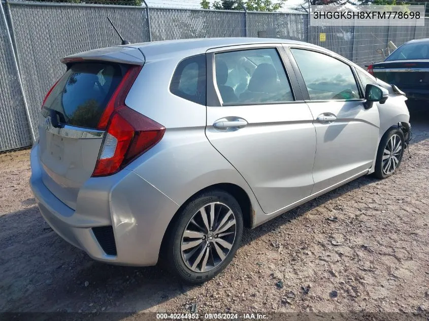 2015 Honda Fit Ex/Exl VIN: 3HGGK5H8XFM778698 Lot: 40244953