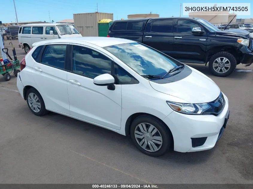 2015 Honda Fit Lx VIN: 3HGGK5H5XFM743505 Lot: 40246133