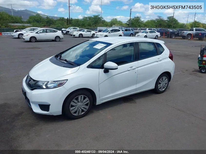 3HGGK5H5XFM743505 2015 Honda Fit Lx