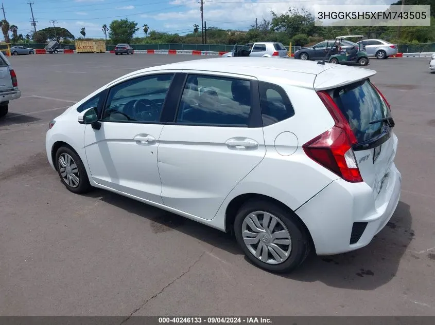 3HGGK5H5XFM743505 2015 Honda Fit Lx