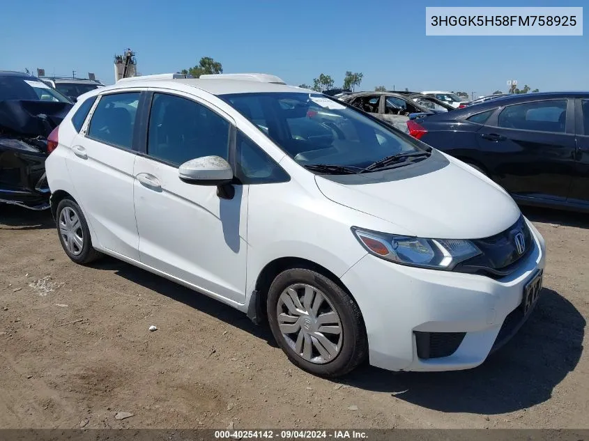 2015 Honda Fit Lx VIN: 3HGGK5H58FM758925 Lot: 40254142