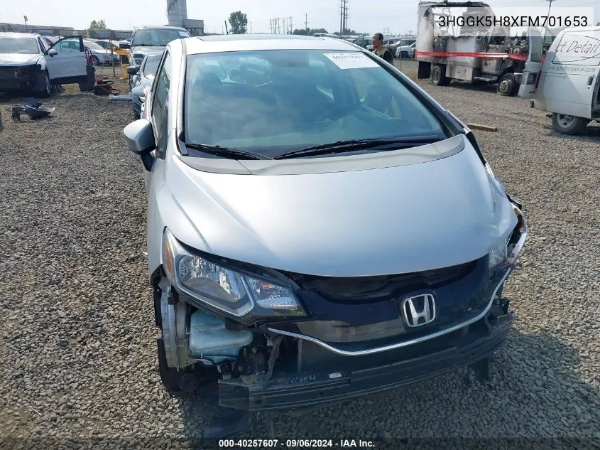 2015 Honda Fit Ex/Ex-L VIN: 3HGGK5H8XFM701653 Lot: 40257607