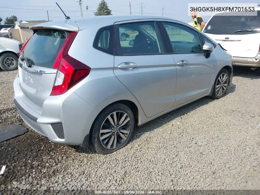 2015 Honda Fit Ex/Ex-L VIN: 3HGGK5H8XFM701653 Lot: 40257607