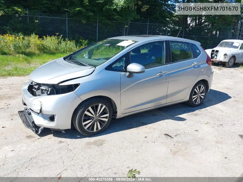 2015 Honda Fit Ex/Ex-L VIN: 3HGGK5H8XFM701670 Lot: 40279356