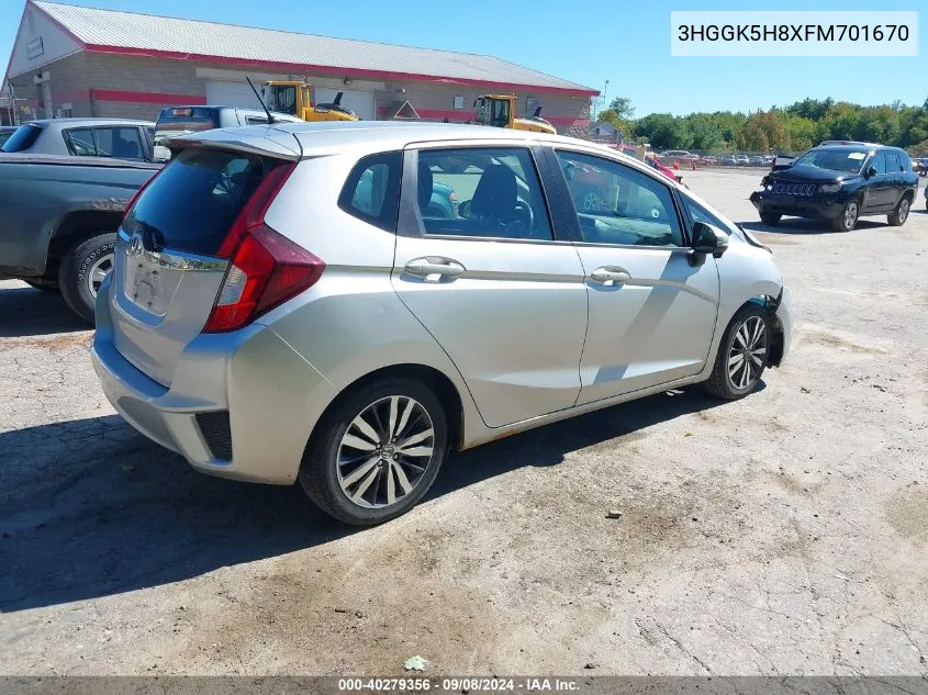 2015 Honda Fit Ex/Ex-L VIN: 3HGGK5H8XFM701670 Lot: 40279356