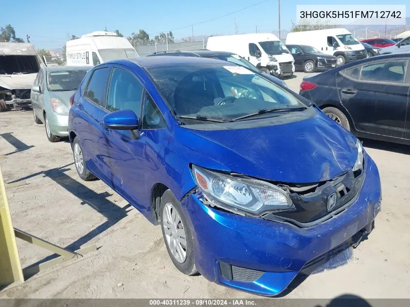 2015 Honda Fit Lx VIN: 3HGGK5H51FM712742 Lot: 40311239