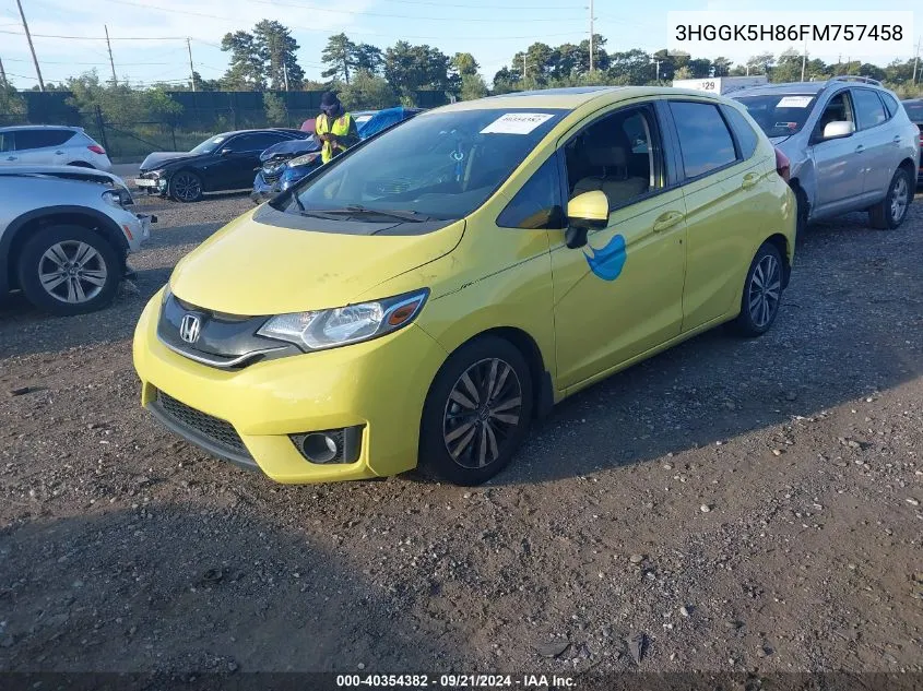 2015 Honda Fit Ex/Ex-L VIN: 3HGGK5H86FM757458 Lot: 40354382