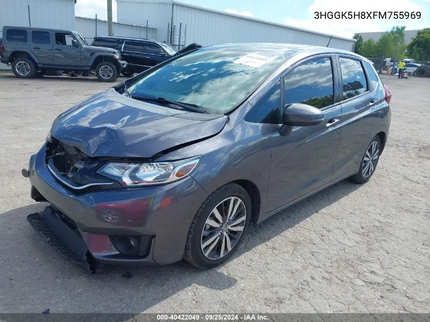 2015 Honda Fit Ex/Ex-L VIN: 3HGGK5H8XFM755969 Lot: 40422049