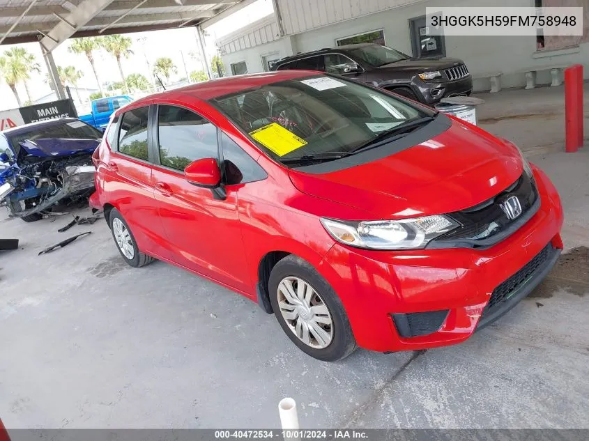 2015 Honda Fit Lx VIN: 3HGGK5H59FM758948 Lot: 40472534