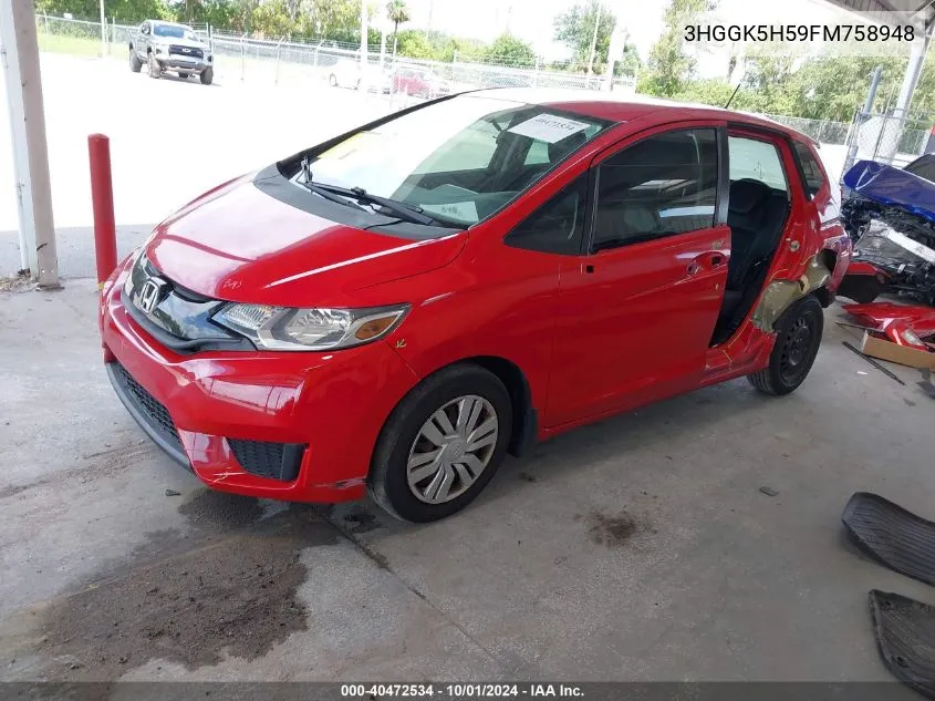 2015 Honda Fit Lx VIN: 3HGGK5H59FM758948 Lot: 40472534