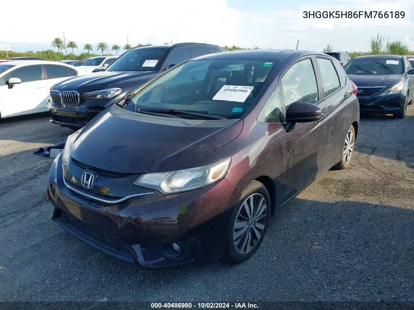 2015 Honda Fit Ex/Ex-L VIN: 3HGGK5H86FM766189 Lot: 40486980