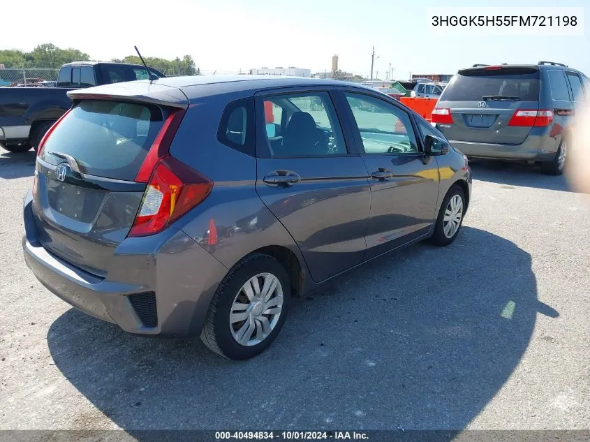 2015 Honda Fit Lx VIN: 3HGGK5H55FM721198 Lot: 40494834