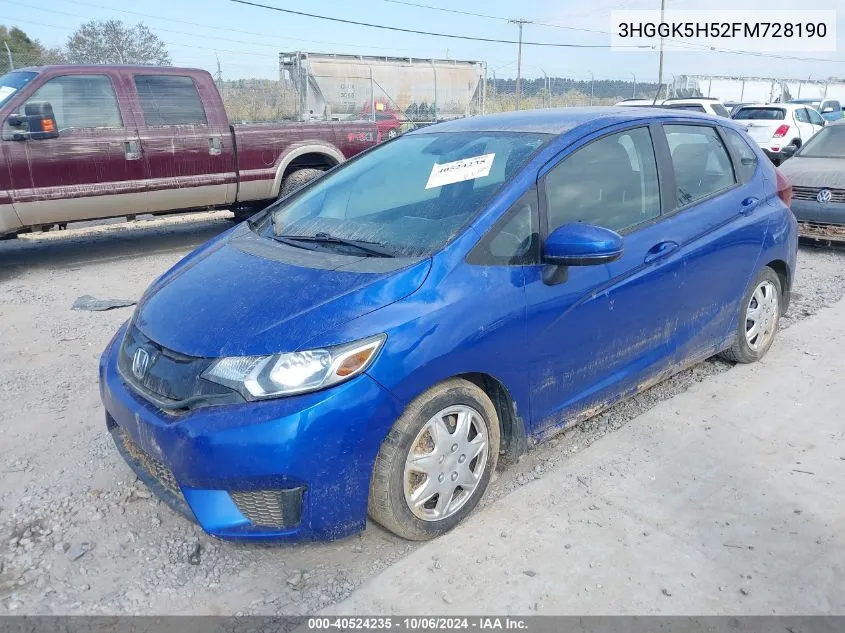 2015 Honda Fit Lx VIN: 3HGGK5H52FM728190 Lot: 40524235