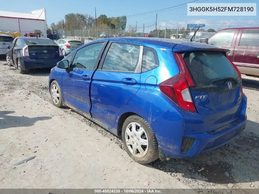 2015 Honda Fit Lx VIN: 3HGGK5H52FM728190 Lot: 40524235