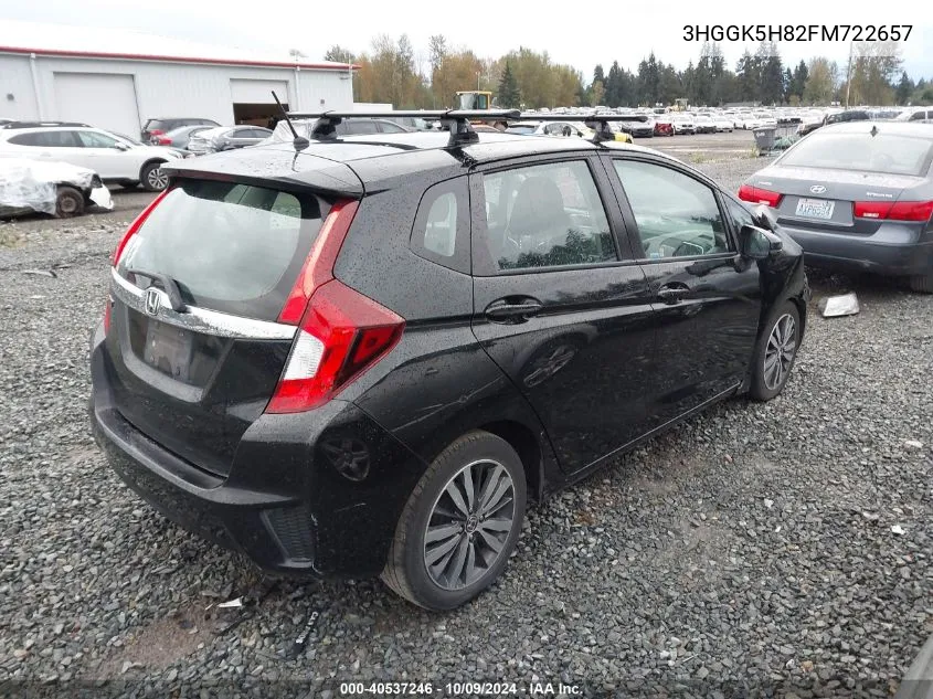 2015 Honda Fit Ex/Ex-L VIN: 3HGGK5H82FM722657 Lot: 40537246