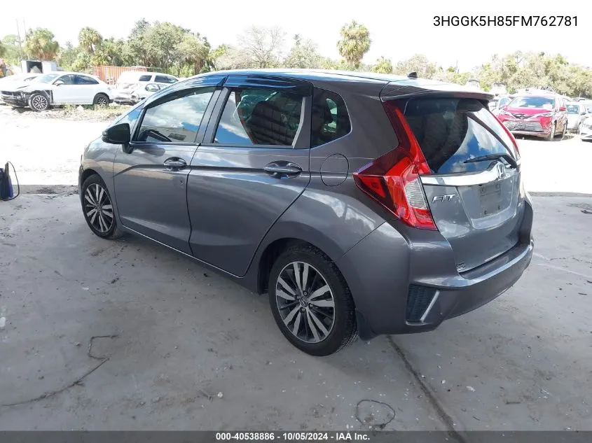 2015 Honda Fit Ex/Ex-L VIN: 3HGGK5H85FM762781 Lot: 40538886