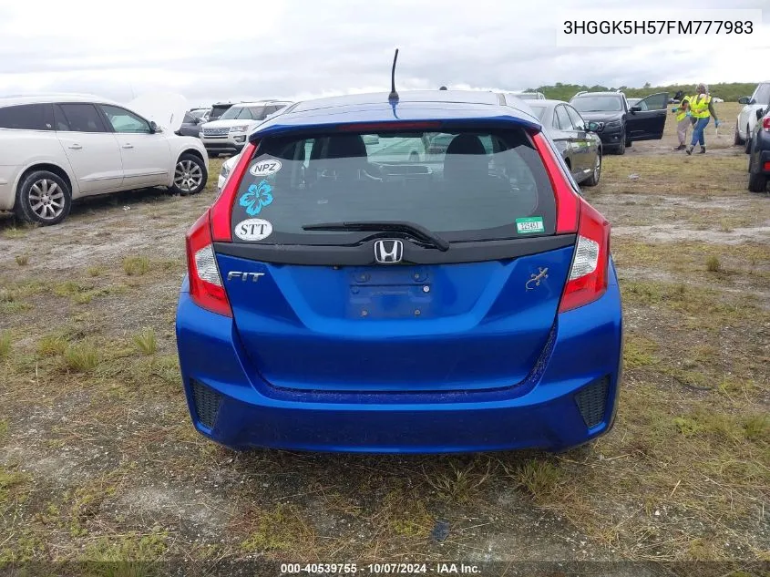 2015 Honda Fit Lx VIN: 3HGGK5H57FM777983 Lot: 40539755