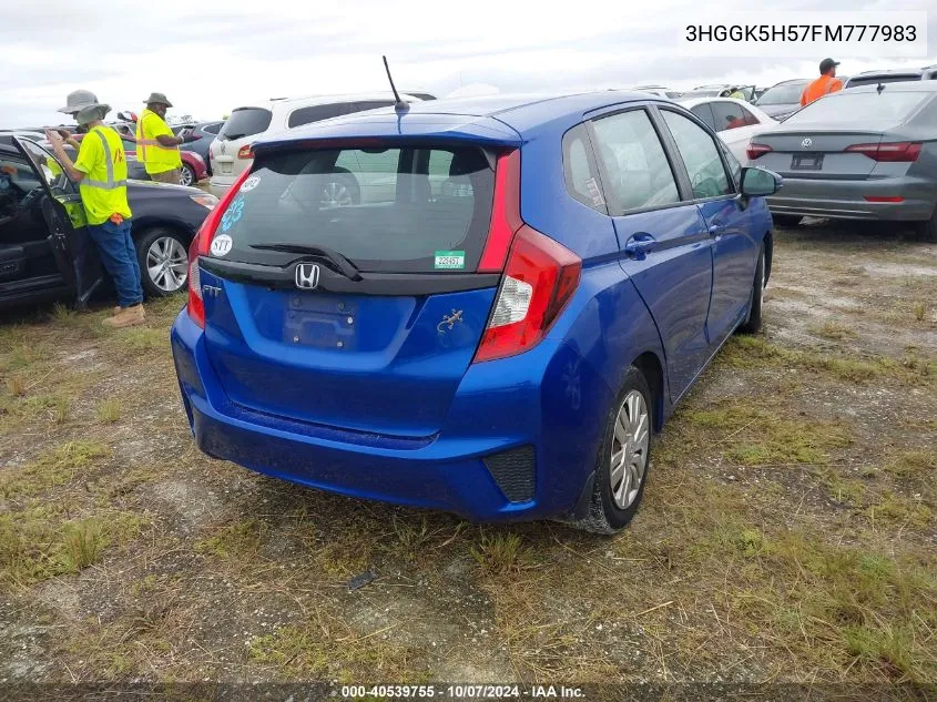 2015 Honda Fit Lx VIN: 3HGGK5H57FM777983 Lot: 40539755