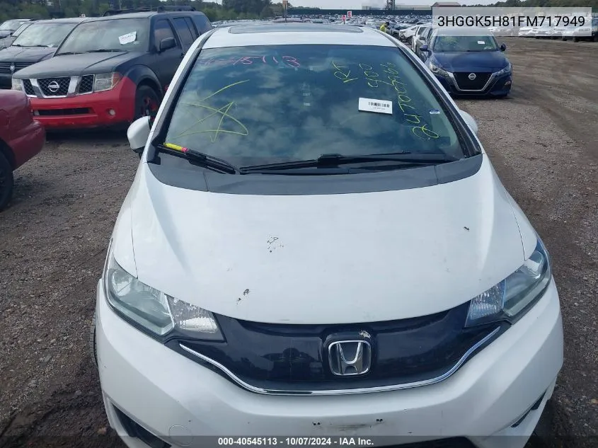 2015 Honda Fit Ex/Ex-L VIN: 3HGGK5H81FM717949 Lot: 40545113