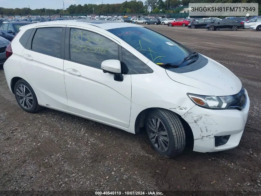 2015 Honda Fit Ex/Ex-L VIN: 3HGGK5H81FM717949 Lot: 40545113