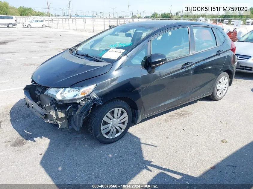 2015 Honda Fit Lx VIN: 3HGGK5H51FM757020 Lot: 40579566