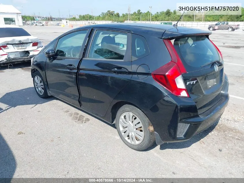 2015 Honda Fit Lx VIN: 3HGGK5H51FM757020 Lot: 40579566