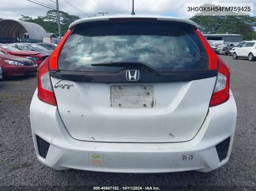 2015 Honda Fit Lx VIN: 3HGGK5H54FM759425 Lot: 40587182