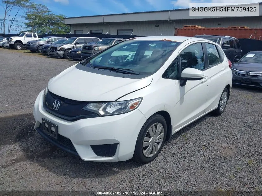 2015 Honda Fit Lx VIN: 3HGGK5H54FM759425 Lot: 40587182