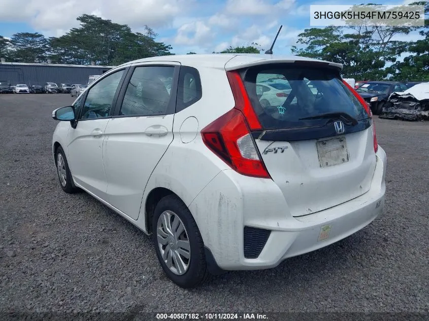 2015 Honda Fit Lx VIN: 3HGGK5H54FM759425 Lot: 40587182