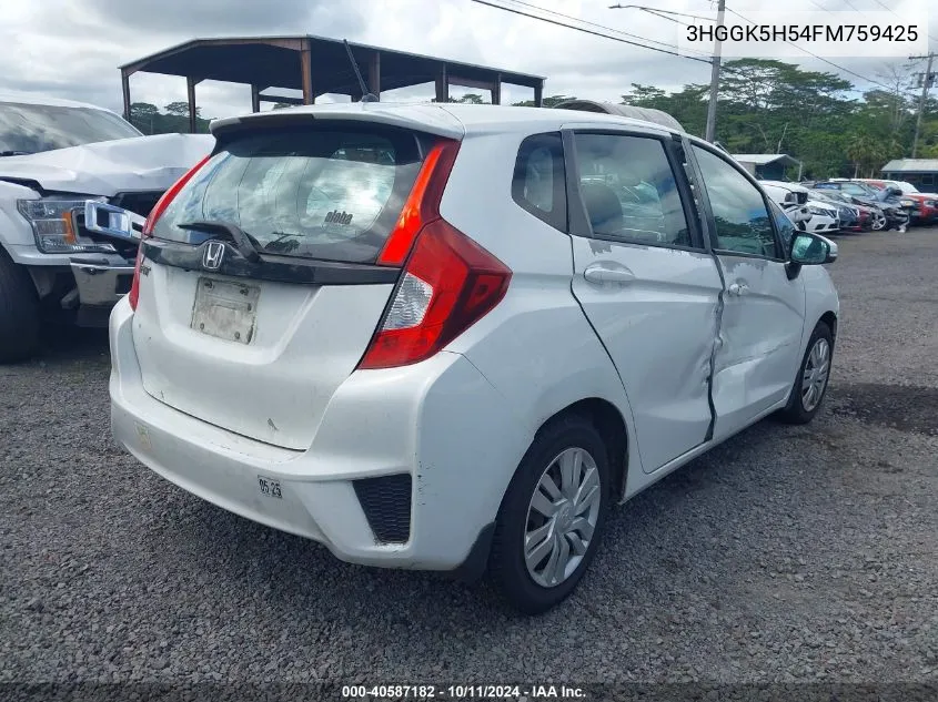 2015 Honda Fit Lx VIN: 3HGGK5H54FM759425 Lot: 40587182